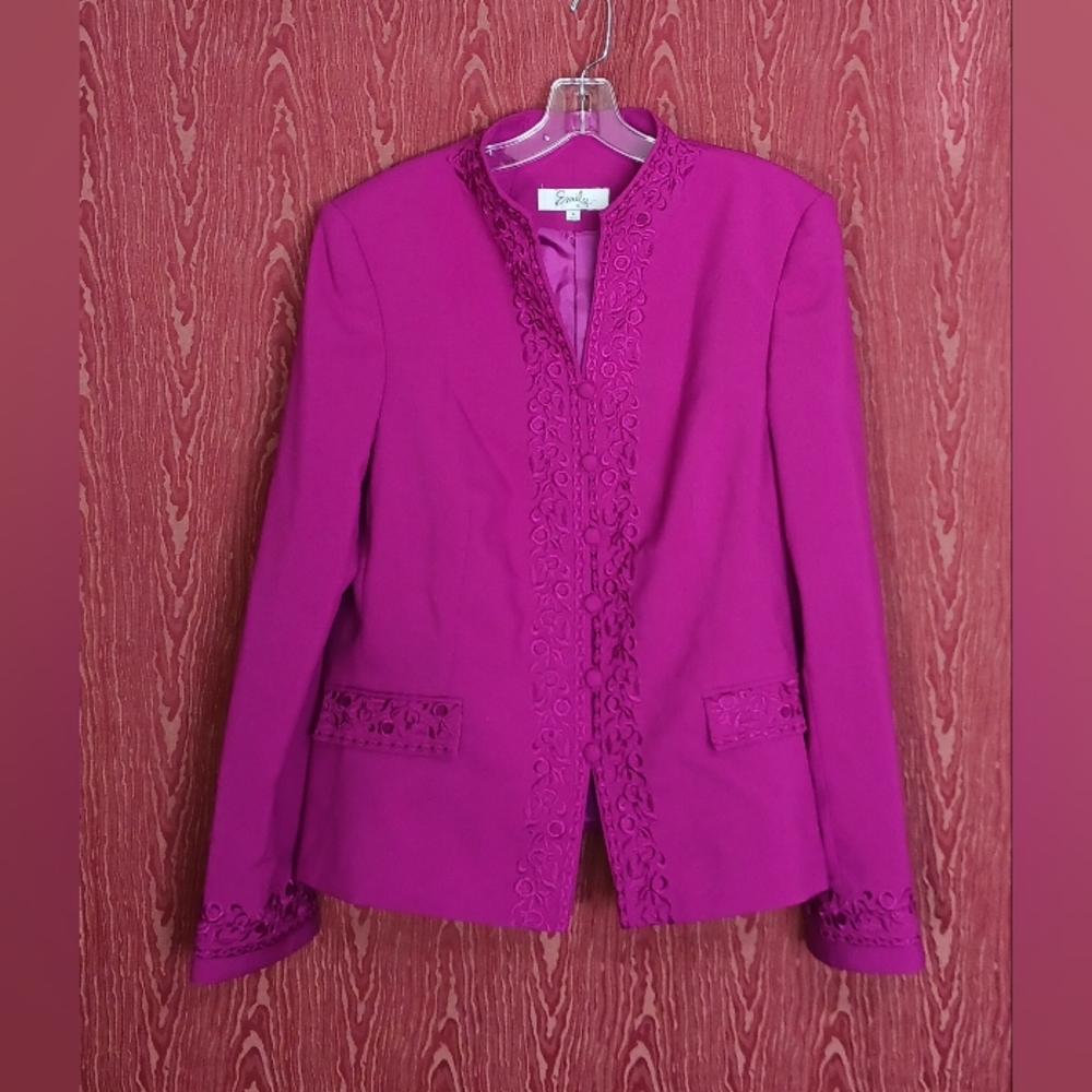 EMILY 2 Piece Long Sleeve Button Skirt Suit Women's Sz 18 - Picture 2 of 16